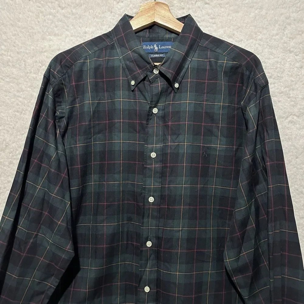 RALPH LAUREN‎ Men's Multicolor Plaid Classic Fit Button Up Size XL